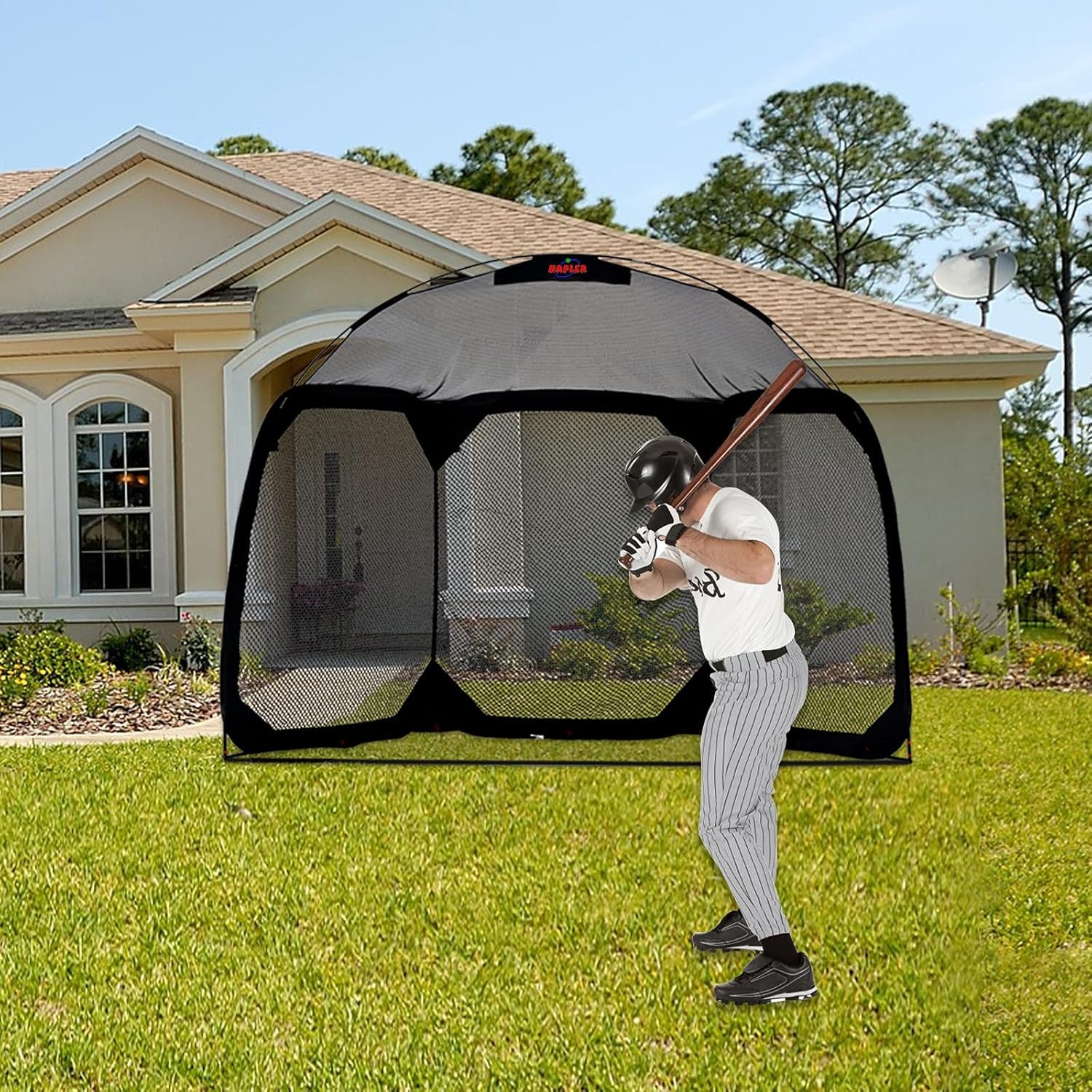 Batting Cage Baseball Softball Net，Pop up Batting Cage Backstop Net with Carry Bag，12'(L) X6'(W) X9.5'(H) Baseball Softball Batting Practice Cage Net