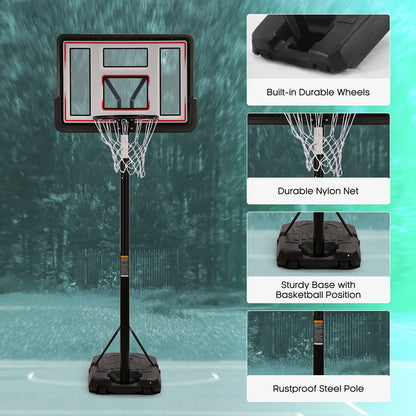 44In Portable Basketball Hoop with Height Adjustable 6.56Ft to 10Ft Basketball Goals for Youth Teenagers Indoor Outdoor(With Free Basketabll)