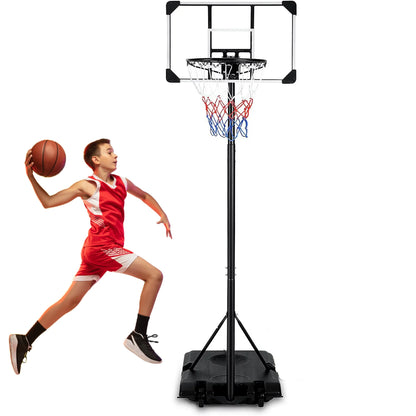 Basketball Hoop Basketball Goal System Height Adjustable 5.8Ft-7Ft Court for Teen & Adult Indoor Outdoor Use