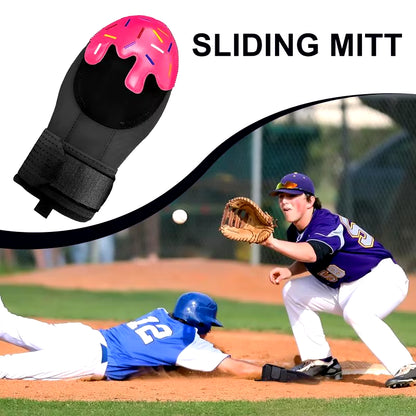 Sliding Mitt Ice Cream Baseball Hand Guard Protective Baseball Training Mitt Baseball Sliding Pads with Elastic Strap for Right