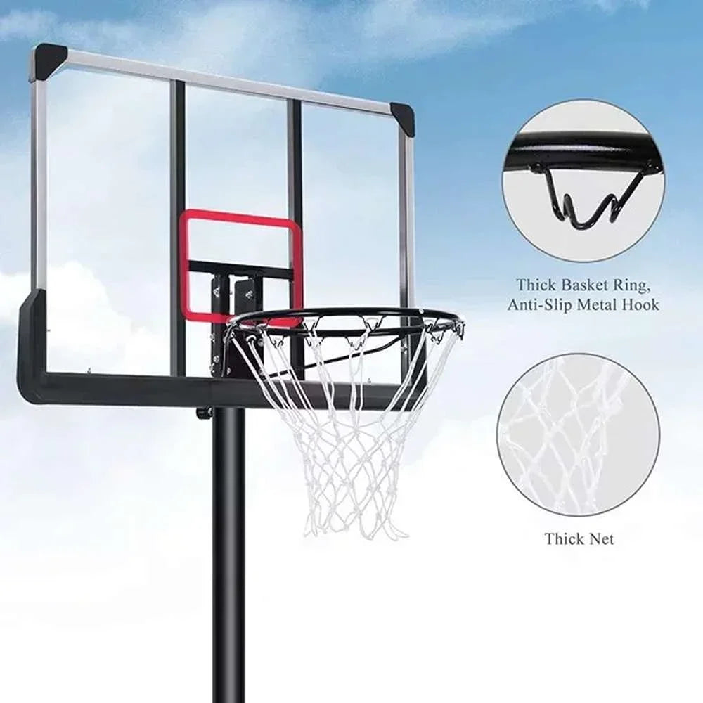 Basketball Hoop Portable Basketball System with Adjustable Height with Big Backboard & Large Base for Youth Adults Family Indoor Outdoor