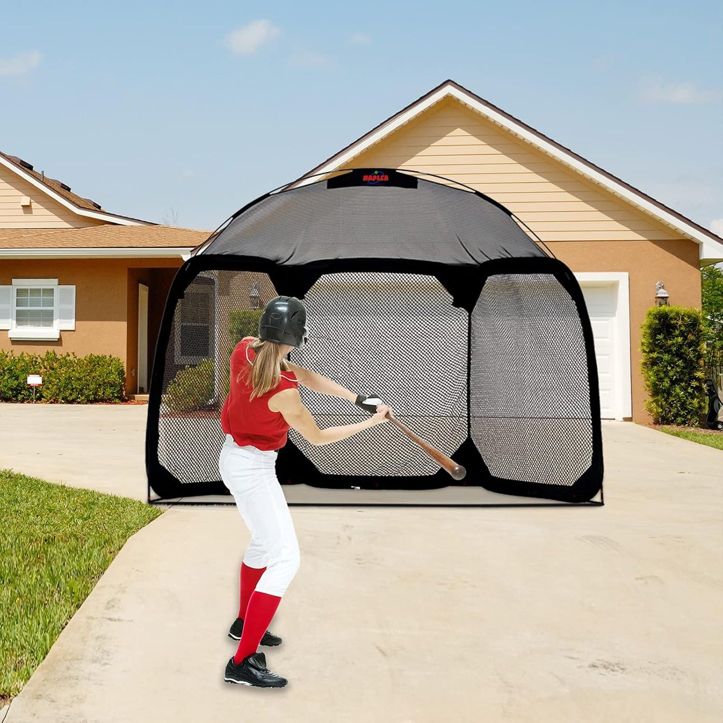 Batting Cage Baseball Softball Net，Pop up Batting Cage Backstop Net with Carry Bag，12'(L) X6'(W) X9.5'(H) Baseball Softball Batting Practice Cage Net