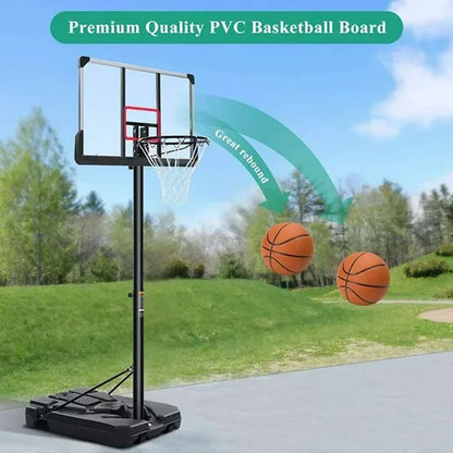 Basketball Hoop Portable Basketball System with Adjustable Height with Big Backboard & Large Base for Youth Adults Family Indoor Outdoor