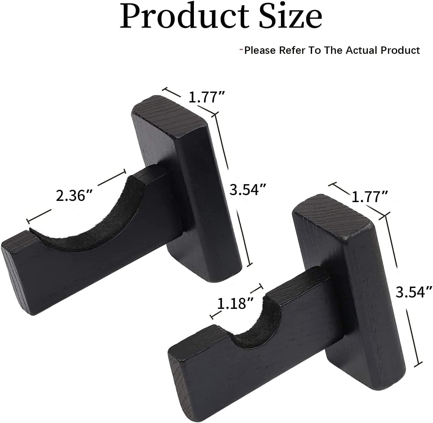 Baseball Bat Wall Mount Baseball Bat Holder Horizontal Rack Brackets Hanger- Solid Wood Baseball Bat Protect Hidden Screws- Black