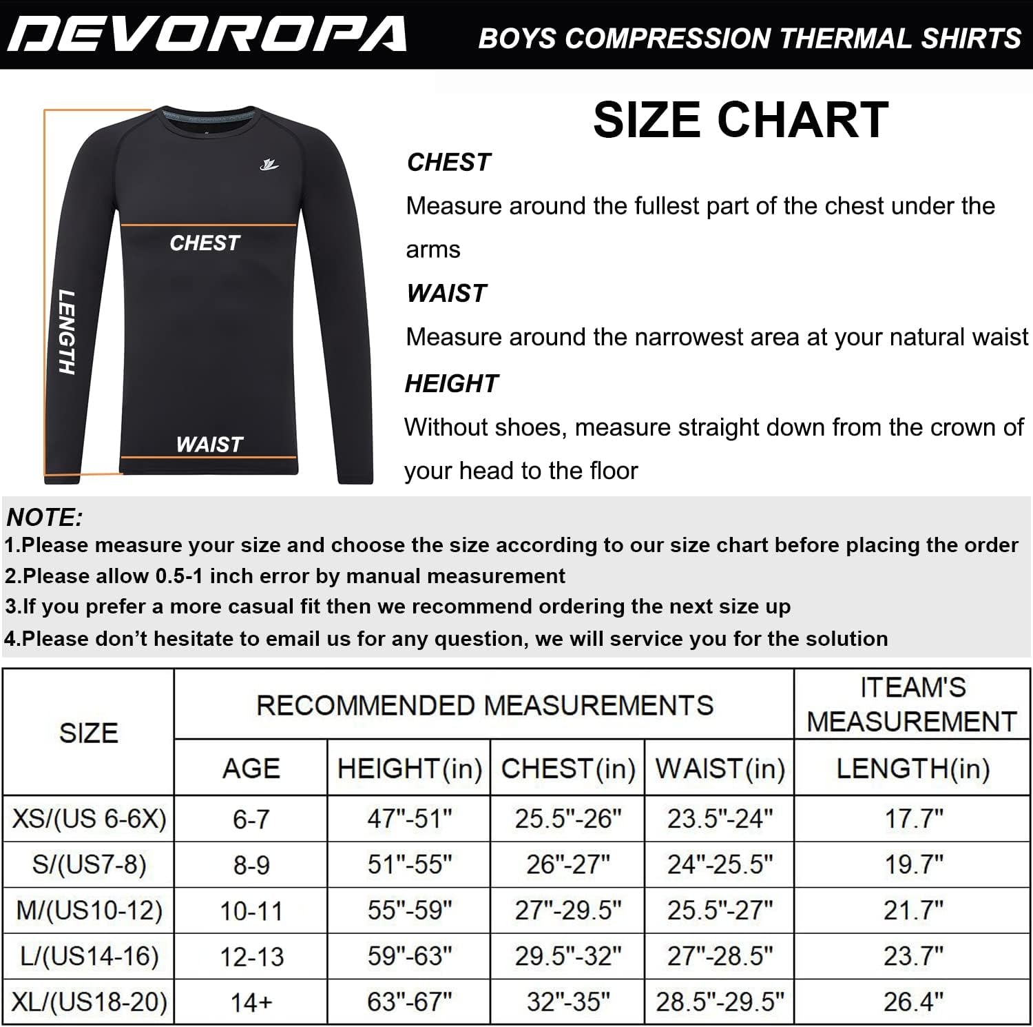 Youth Boys Compression Thermal Shirt Long Sleeve Fleece Baselayer Soccer Baseball Undershirt