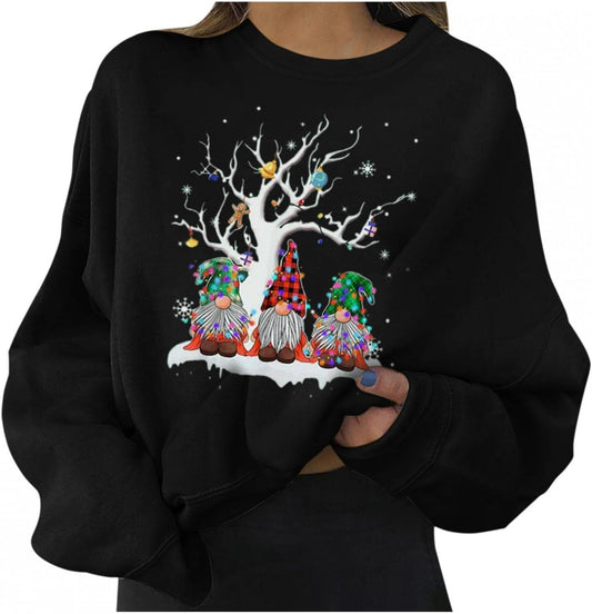 Sweaters for Women Cute,Halloween Shirts for Women Long Sleeve，Fall Sweaters for Women 2021,Womens Christmas Tops Cute Printed Tshirts Long Sleeve Pullover Casual Crewneck Sweatshirt Loose Comfy Tops