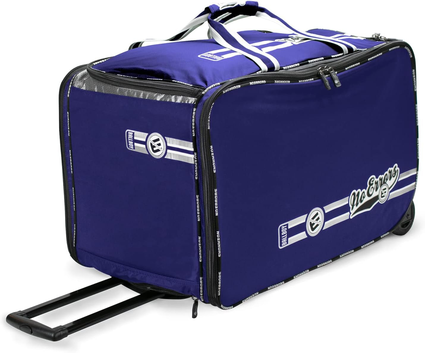 No Errors Ball Boy XL Wheeled Baseball Coaches Bag - Heavy Duty Baseball and Softball Bag for Coaches - Holds Two 6 Gallon Ball Buckets and Coaching Equipment