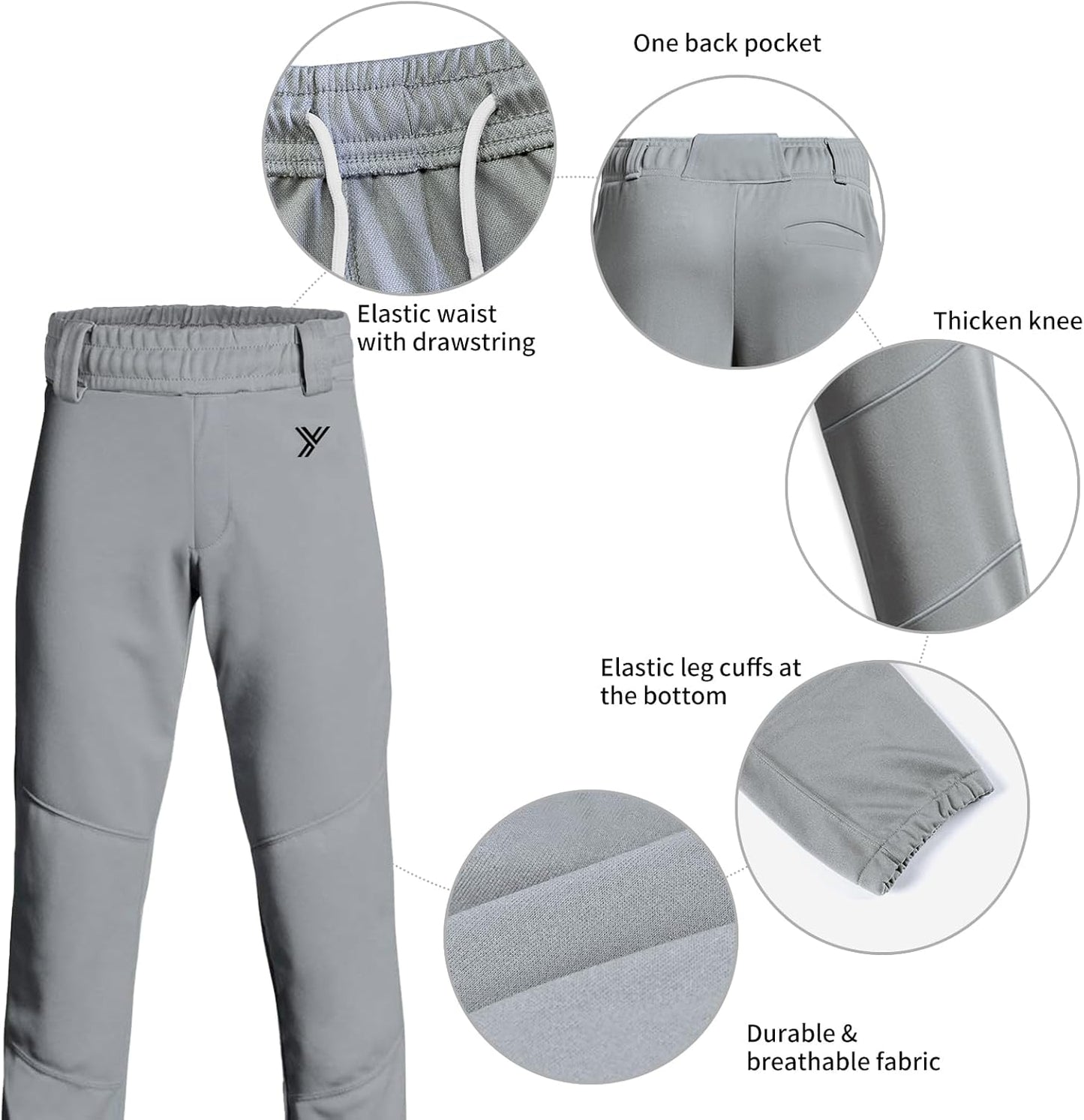 4T-9Y Toddler Performance Baseball Pants, Youth Softball Pants Kids T Ball Pants for Boys & Girls