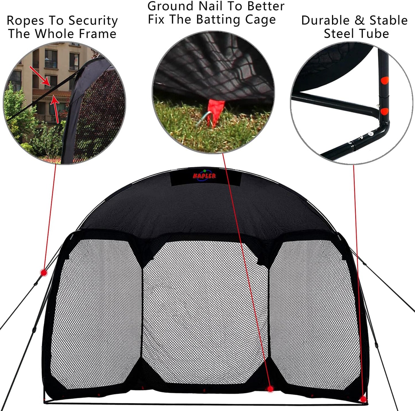 Batting Cage Baseball Softball Net，Pop up Batting Cage Backstop Net with Carry Bag，12'(L) X6'(W) X9.5'(H) Baseball Softball Batting Practice Cage Net