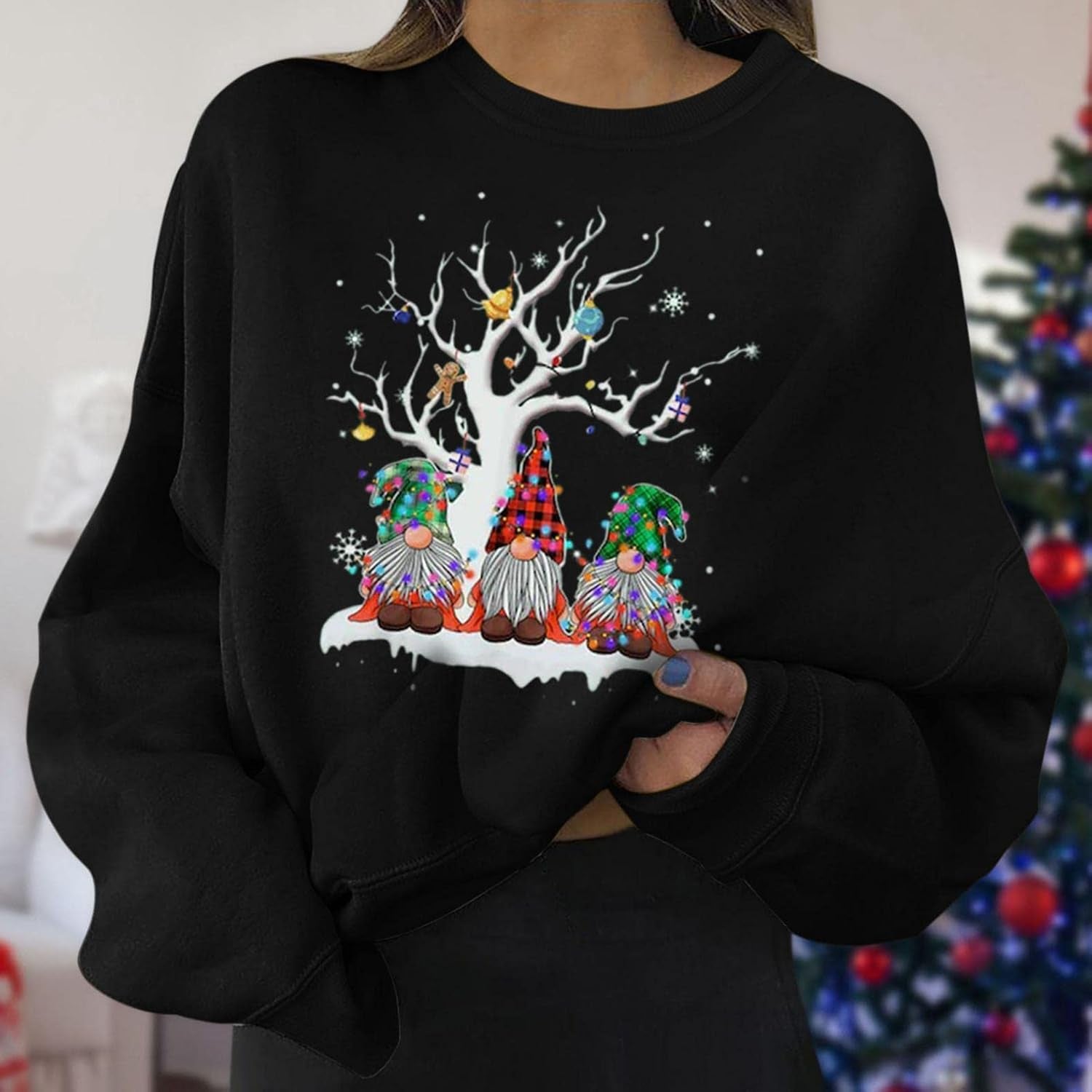 Sweaters for Women Cute,Halloween Shirts for Women Long Sleeve，Fall Sweaters for Women 2021,Womens Christmas Tops Cute Printed Tshirts Long Sleeve Pullover Casual Crewneck Sweatshirt Loose Comfy Tops