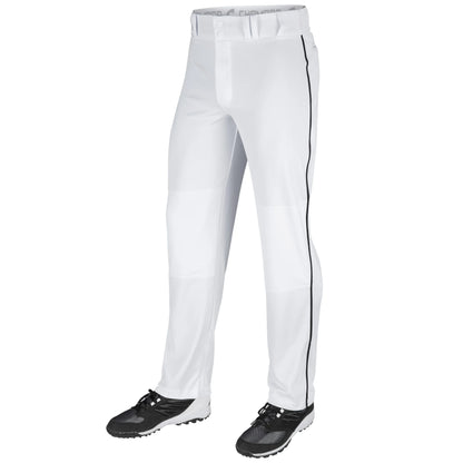 Sports Triple Crown Open-Bottom Baseball Pants with Braid, Youth Small, White with Black Braid